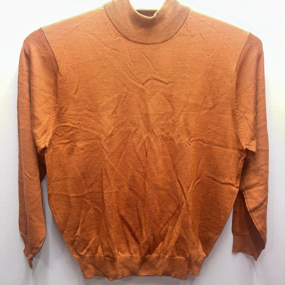 Jos A Bank Signature Collection Mens XL Rust 100% Merino Wool Mock Neck Sweater